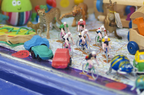 Toy bicycles in a shop window