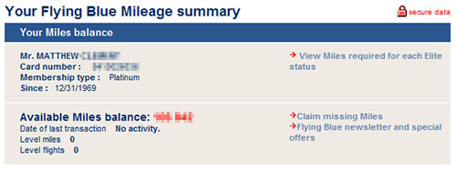 Air France Status Screen
