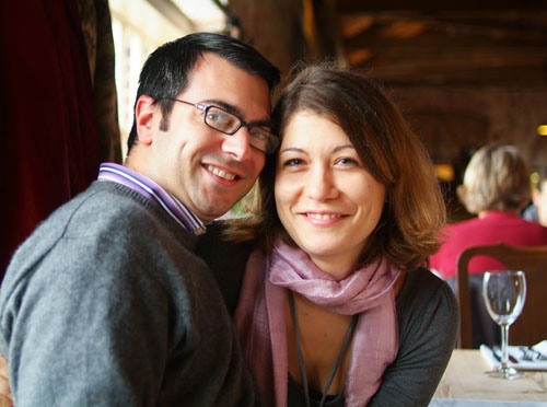 Matt and Aude having brunch at the Goods Shed in Canterbury