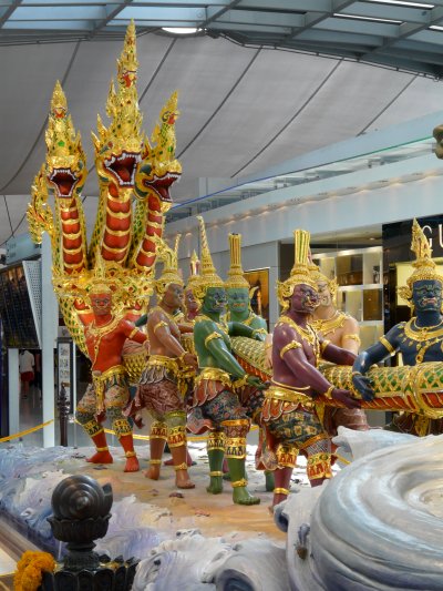 Statues at the entrance of Bangkok airport