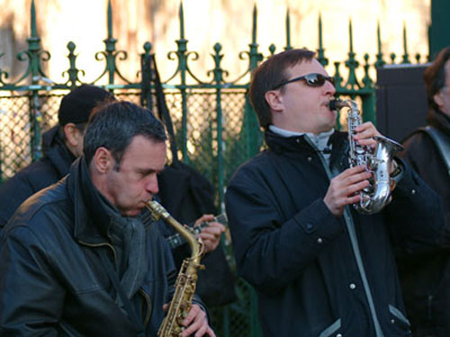 The jazz band that plays on our corner every weekend